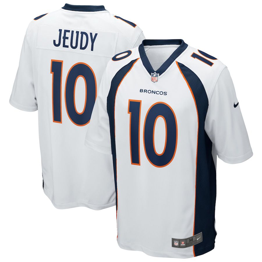 Men Denver Broncos #10 Jerry Jeudy Nike White Game NFL Jersey